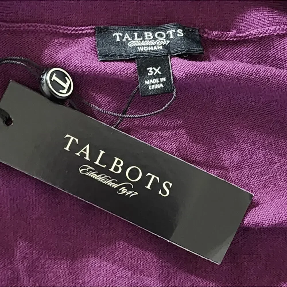 Talbots‎ Purple Lightweight Cardigan Sweater with Epaulets  Plus Size 3X New